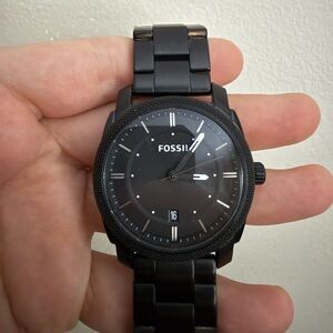 Fossil Matte Black Watch with Date Display